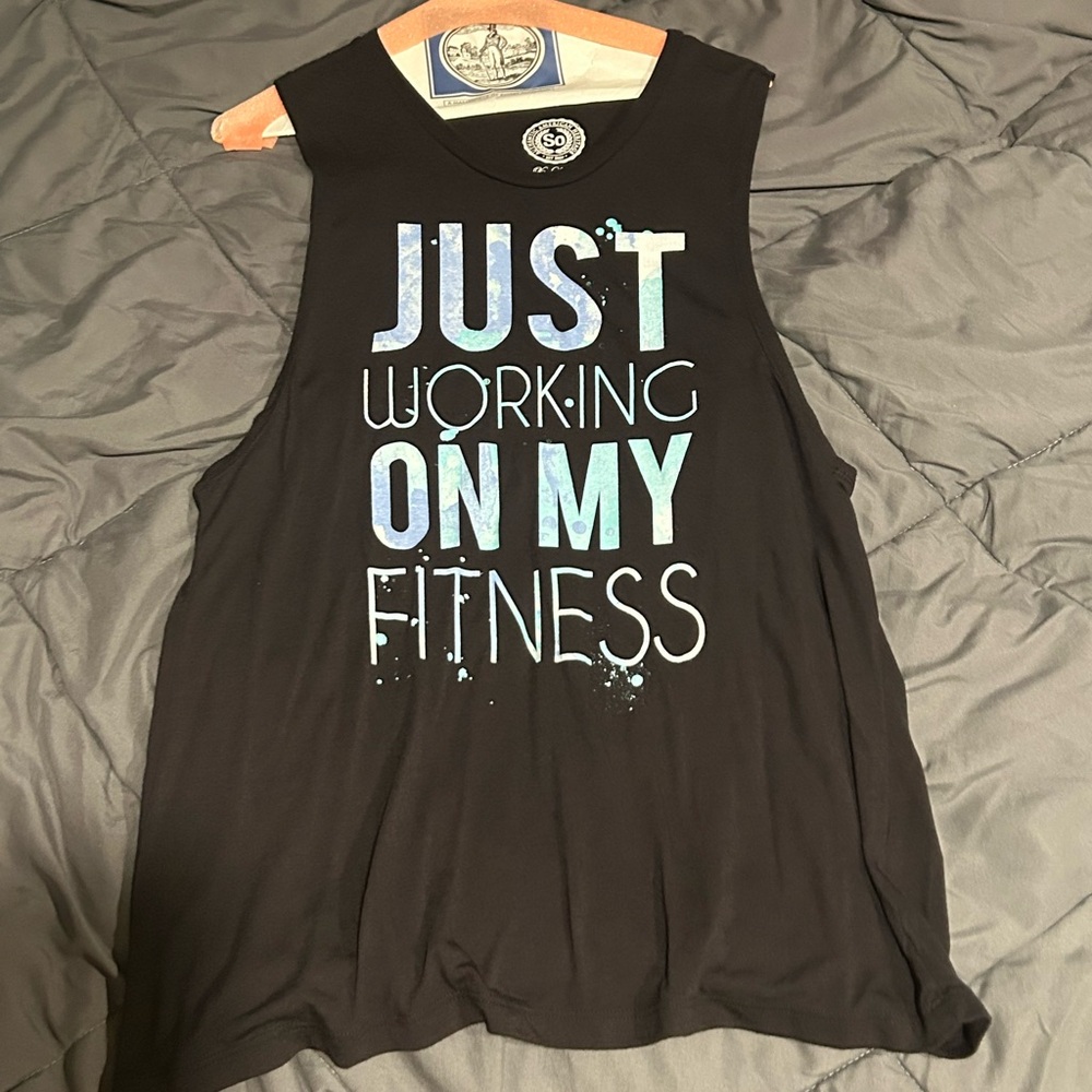 Authentic American Heritage Black Muscle Tee with Blue Slogan